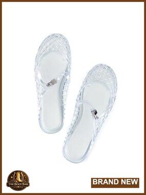 Clear Jelly Slide Sandals - Lightweight Water-Friendly Flat Closed Toe